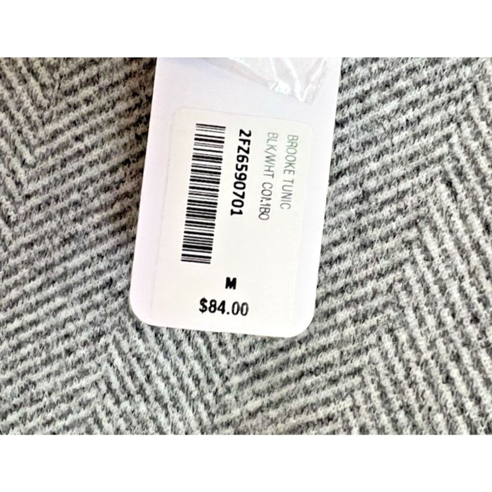 Soft Surroundings Size M Mock Neck Brooke Tunic Black White Herringbone Soft NWT - Picture 7 of 7